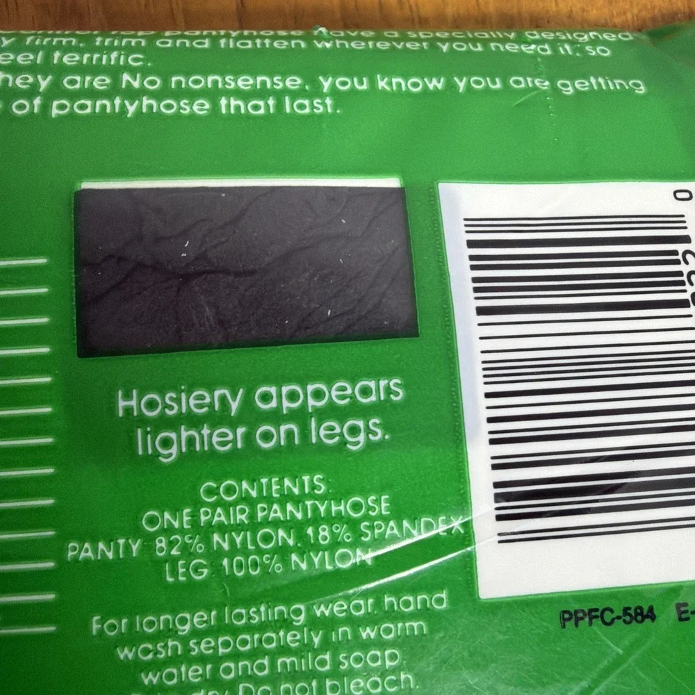 Vintage No Nonsense Control Top Pantyhose‎ Queen 1 Off Black Sandalfoot Sealed